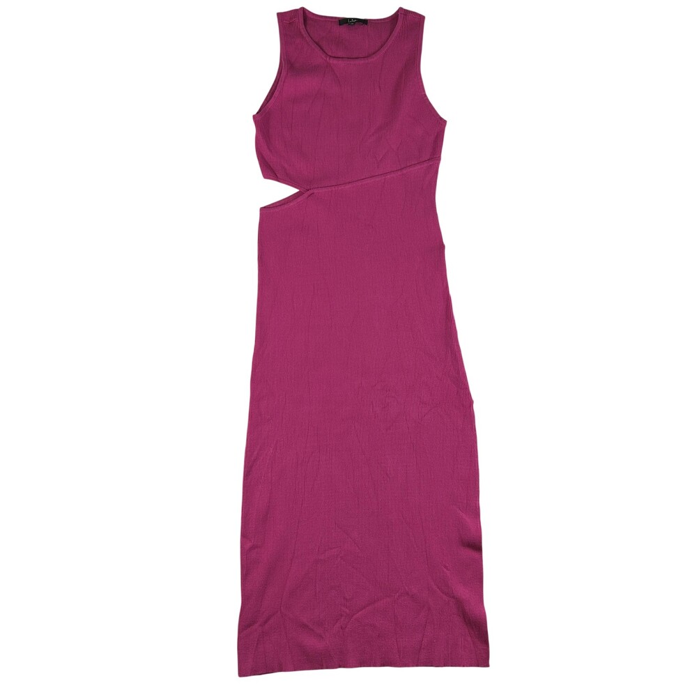 Lulus Dress Womens XL Pink Ribbed Cutout Bodycon Tank Maxi Knit Party Dress